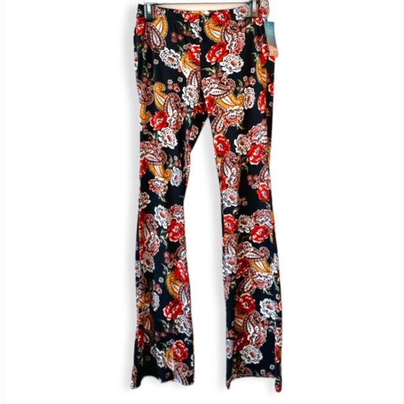 Vintage Y2K Flared Yoga Pants Legging Flare Floral Baroque Size M Boho Hippie - Picture 2 of 6